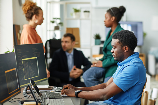 Business professionals in a corporate office